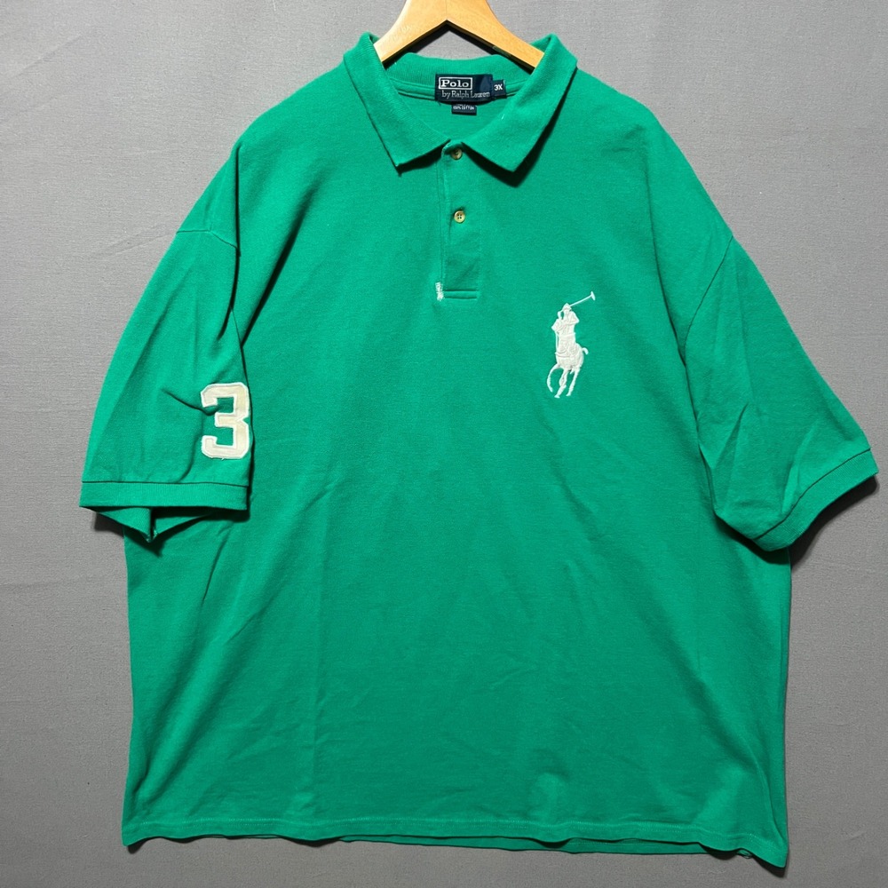 Polo Ralph Lauren Mens 3X Green Big Pony Short Sleeve Pique Polo Shirt USA Made